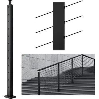 Zábradlí VEVOR Sloupek zábradlí pro kabely, ocelový sloupek zábradlí pro schody s úhlem 30° 42" x 1" x 2", 12 předvrtaných otvorů, nerezový sloupek zábradlí SUS304 s horizontálním a zakřiveným držákem, 1JZLGZHS1067HNEKBV0