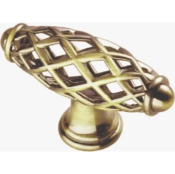 Nábytkové kování 91103 knopka dutá 20x60mm, staromosaz (Podlouhlá dutá knopka ze staré mosazi. Rozměry 20x60mm, neobvyklý tvar pro designový nábytek nebo dveře.)