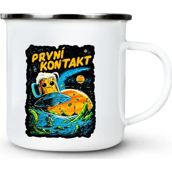 První kontakt - Plechový hrnek VELKÝ 400ml (500 ml po okraj) - 400 ml