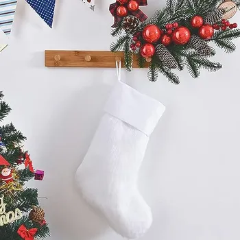 Vánoční dekorace Bílá vánoční punčocha