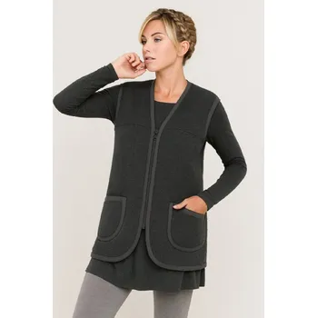 Dámská vesta Ovčí věci Vesta z ovčí vlny jednobarevná na zip Barva: Tmavě šedá, Velikost: 3XL - přes prsa 129 cm