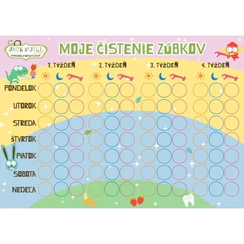 Jack N´ Jill Motivační tabulka čištění zoubků s nálepkami