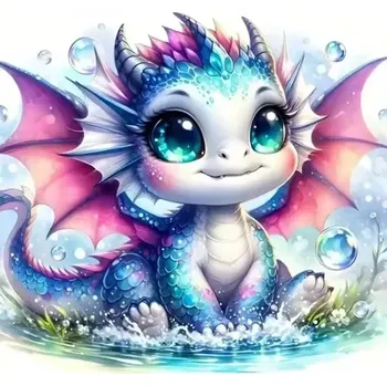 Diamantové malování Diamantové malování/Homfun - Dráček + třpytivé kamínky