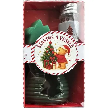Vánoční dekorace Vánoční olejová lampa – Šťastné a veselé (méďa)