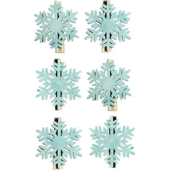 Party dekorace Vločka dřevěná na kolíčku 6 cm (6 ks), 1. vydání neuvedeno D0601103