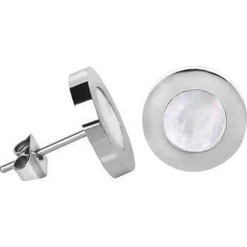 Módní doplněk Troli Ocelové náušnice s perleťovým středem Steel + 2 měsíce na vrácení zboží