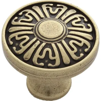 Nábytkové kování 91091 knopka průměr 31mm, staromosaz (Středně velká kulatá knopka o průměru 31mm s povrchem ze staré mosazi. Autentický antik vzhled s patinou.)