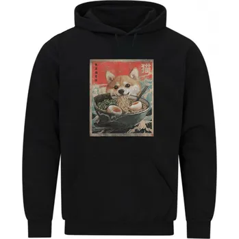 Pánská mikina Pánská mikina Shiba Inu a Ramen (Velikost: 5XL, Barva: Černá)