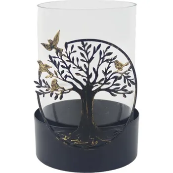 Svícen Svícen na čajové svíčky strom života, sklo, kov, ø 9,5 × 12 cm, na 1 svíčku&nbsp;K4522
