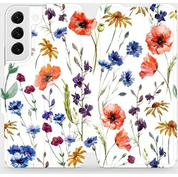 Pouzdro na mobilní telefon Flipové pouzdro Mobiwear - Samsung Galaxy S22 - MP04S Luční kvítí - VÝPRODEJ (Knížkové flip pouzdro, obal, kryt na mobil Samsung Galaxy S22 - MP04S Luční kvítí, materiál Umělá kůže + TPU - ochrana 360°, stojánek, silikonová vanička, magnetické zavírání)