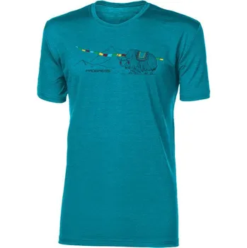 Pánské oblečení Triko pánské krátké Progress HRUTUR YAK merino zelený melír Velikost: XXL