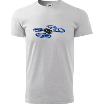 Pánské tričko Dron letící - Triko extra velké (5-8XL) - 6XL ( Světlešedý Melír )