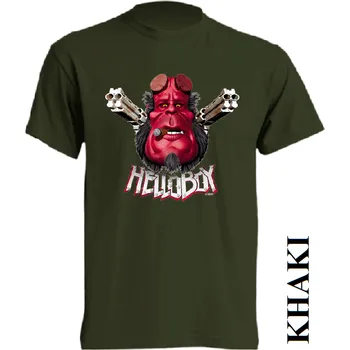 Pánské tričko levne-bavlnene-tricko-potisk-Hellboy Barva: Khaki, velikost: XXL