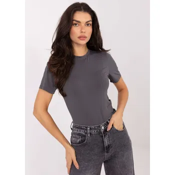 Dámská tunika Grafitová halenka s krátkým rukávem a kulatým výstřihem