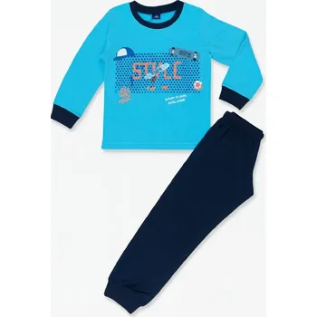 Chlapecké pyžamo xcena Dětské pyžamo tyrkysové s náplety Velikost: 128