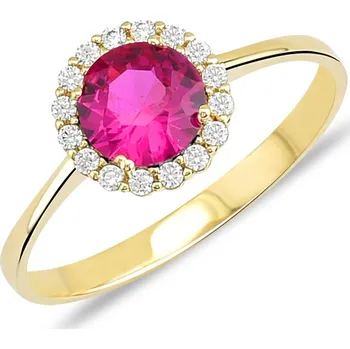 Prsten Lillian Vassago Zlatý prsten s rubínem a zirkony LLV11-SGR003YRRU Velikost prstenu: 62