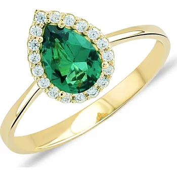 Prsten Lillian Vassago Zlatý prsten se smaragdem a zirkony LLV11-SGR101YDSM Velikost prstenu: 60