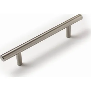 Nábytkové kování 63821 úchytka HRAZDA rozteč 96mm broušený nikl (Krátká úchytka ve tvaru tyče (hrazdy) v broušeném niklu. Rozteč 96mm. Moderní a industriální vzhled v kompaktním formátu.)