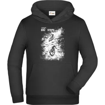 Pánské tričko Drž stopu, bílý potisk - Dětská mikina s kapucí - 116 cm