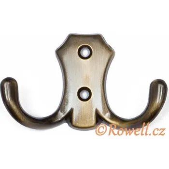 Věšák H2B. dvojháček staromosaz (Nástěnný dvojháček v povrchu mosaz. Vhodné řešení pro nábytek v interiéru.)