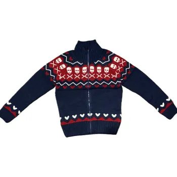 Pohybové čidlo LEVNO Tmavě modrý pletený svetr na zip Varianta: S Nové