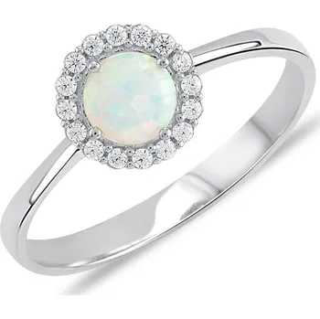 Prsten Lillian Vassago Prsten s opálem a zirkony, bílé zlato, 5 mm LLV11-WOWR-001/3 Velikost prstenu: 61