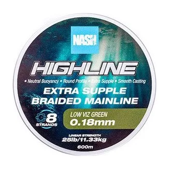 Pletená Šňůra Nash Highline Extra Supple Braid Green 600m 0,18mm/11,33kg