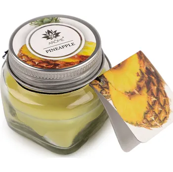 Malá vonná svíčka ve skle s jmenovkou 28 g Fruit, Floral Varianta: 17 (Pineapple) žlutá, Balení: 1 ks