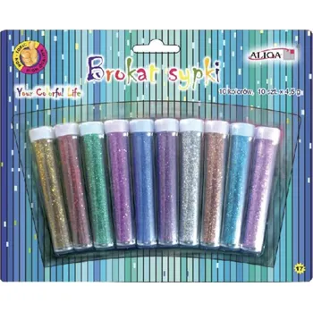 Aliga Brokát mix barev 10×4,5 g – dekorační třpytky v lahvičkách