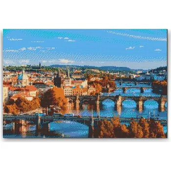Diamantové malování Painting Queens Diamantové malování Výhled na Prahu, 80 × 120 cm, bez rámu, hranaté