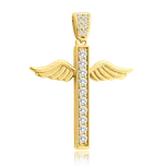 4594 MINET Zlatý přívěsek anděl s bílým zirkonem Au 585/1000 2,90g