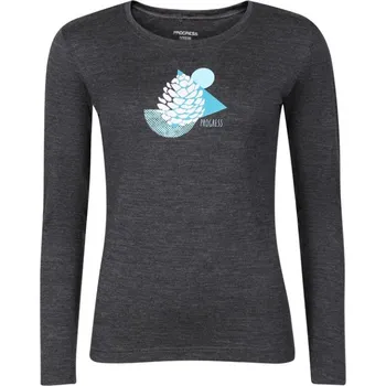 Dámské oblečení triko dámské dlouhé Progress HELA CONE merino šedý melír