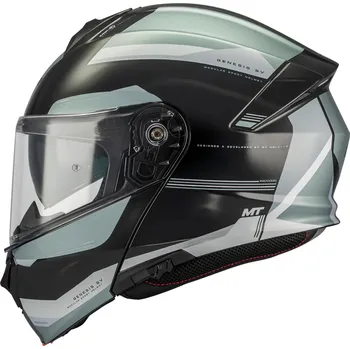 Helma na motorku MT Helmets Výklopná helma na motorku MT Genesis SV Raccoon B12 černo-šedá L