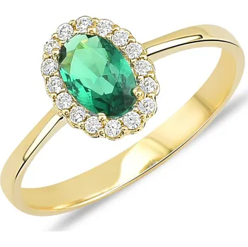 Prsten Lillian Vassago Zlatý prsten se smaragdem a zirkony LLV11-SGR002YOSM Velikost prstenu: 59
