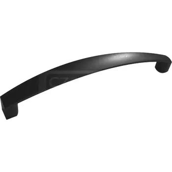 Nábytkové kování 770452 úchytka KORDA UZ rozteč 128mm černý lak (Designová úchytka řady UZ s černým lakovaným povrchem. Rozteč 128mm. Specifický tvar a profil pro moderní interiéry.)