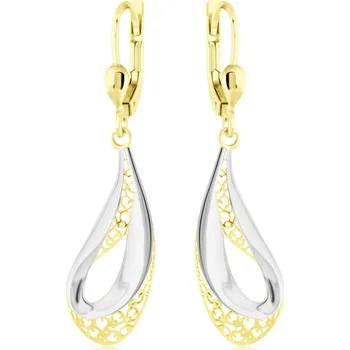 Náušnice GEMMAX Zlaté visací náušnice s prořezávaným motivem – zlatý šperk ryzosti 585/1000 v Dárkovém balení s Certifikátem GLECN-02319