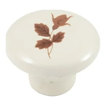 Nábytkové kování 91028 knopka porcelánová 38mm podzim (Porcelánová knopka o průměru 38mm s podzimním dekorem v teplých odstínech. Velký a výrazný dekorativní prvek pro nábytek.)