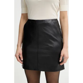 Dámská sukně Kožená sukně BOSS Seby černá barva, mini, 50552202 99X, vel. 40