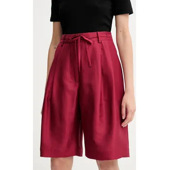 Dámské kraťasy Hedvábné šortky MUNTHE PEPPI dámské, vínová barva, high waist, 252143025209 83X, vel. 40