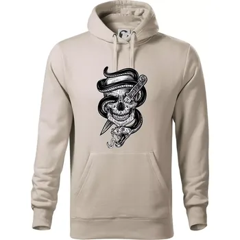 Pánská mikina Lebka hadi - Mikina pánská Cape s kapucí - S ( Ledově šedá )