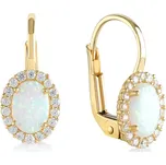 Lillian Vassago Patentové zlaté náušnice s opalitem a zirkony, 5 mm x 7 mm LLV11-WOYEG-003/2