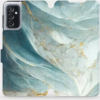 Pouzdro na mobilní telefon Flipové pouzdro Mobiwear - Samsung Galaxy M52 5G - VP34S Zelenkavý a zlatavý mramor (Knížkové flip pouzdro, obal, kryt na mobil Samsung Galaxy M52 5G - VP34S Zelenkavý a zlatavý mramor, materiál Umělá kůže + TPU - ochrana 360°, stojánek, silikonová vaničk