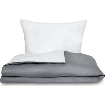 Povlečení Saténové Povlečení - Tmavě Šedé/Bílé, 240x200 cm, 70x90 cm