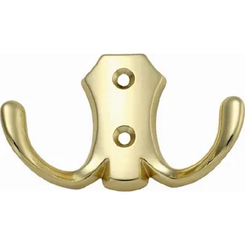 Věšák 91047 dvojháček mosaz (Nástěnný dvojháček v povrchu mosaz. Praktický doplněk do interiéru.)