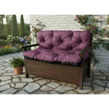 Zahradní lavice Prošívané sezení JONAS color 15 ŠVESTKOVÁ různé rozměry, polstr na zahradní lavici - sedák s opěrkou, Mybesthome Rozměr: 100x60x50 cm
