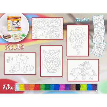 kreativní sada Radost v písku Sada střední PRO HOLKY 2 - Barevné pískování obrázků
