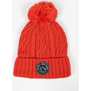 Čepice PitBull West Coast - zimní pletená čepice s bambulí SNOW CREW červená