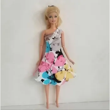 Doplněk pro panenku Barbie - české originální oblečky pro panenku - krátké šaty s velkými květy