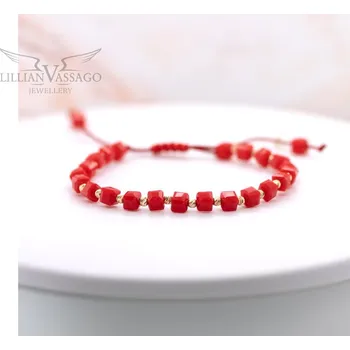 Náramek Lillian Vassago Šňůrkový náramek s červenými křišťály LLV07-GB017R/2
