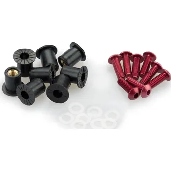 Motodoplněk Šrouby PUIG SCREEN 0957R červená M5 (8ks s matkami)